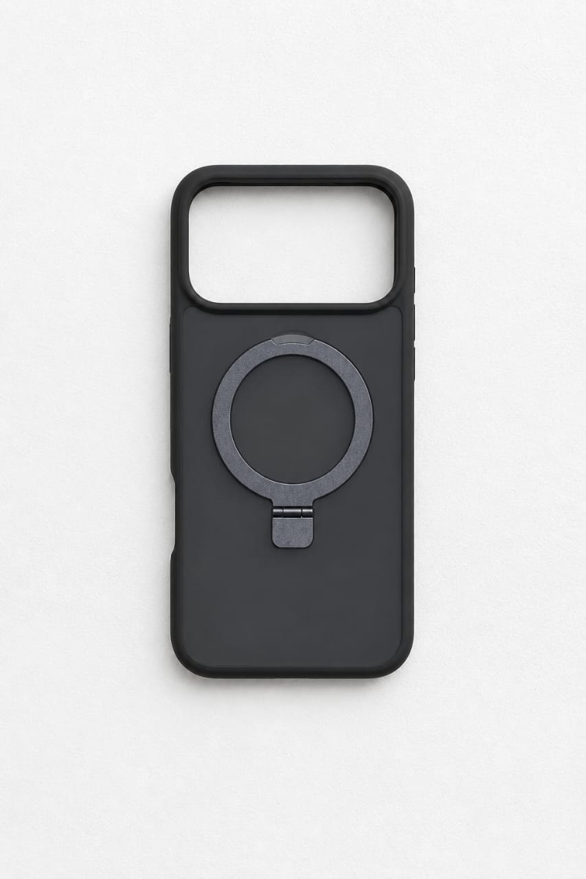 Forro con MagSafe y anillo soporte para iPhone 17 Pro Max · Serie Pro · Modelo 11, iPhone 17 Pro Max / 18 Pro Max · Negro