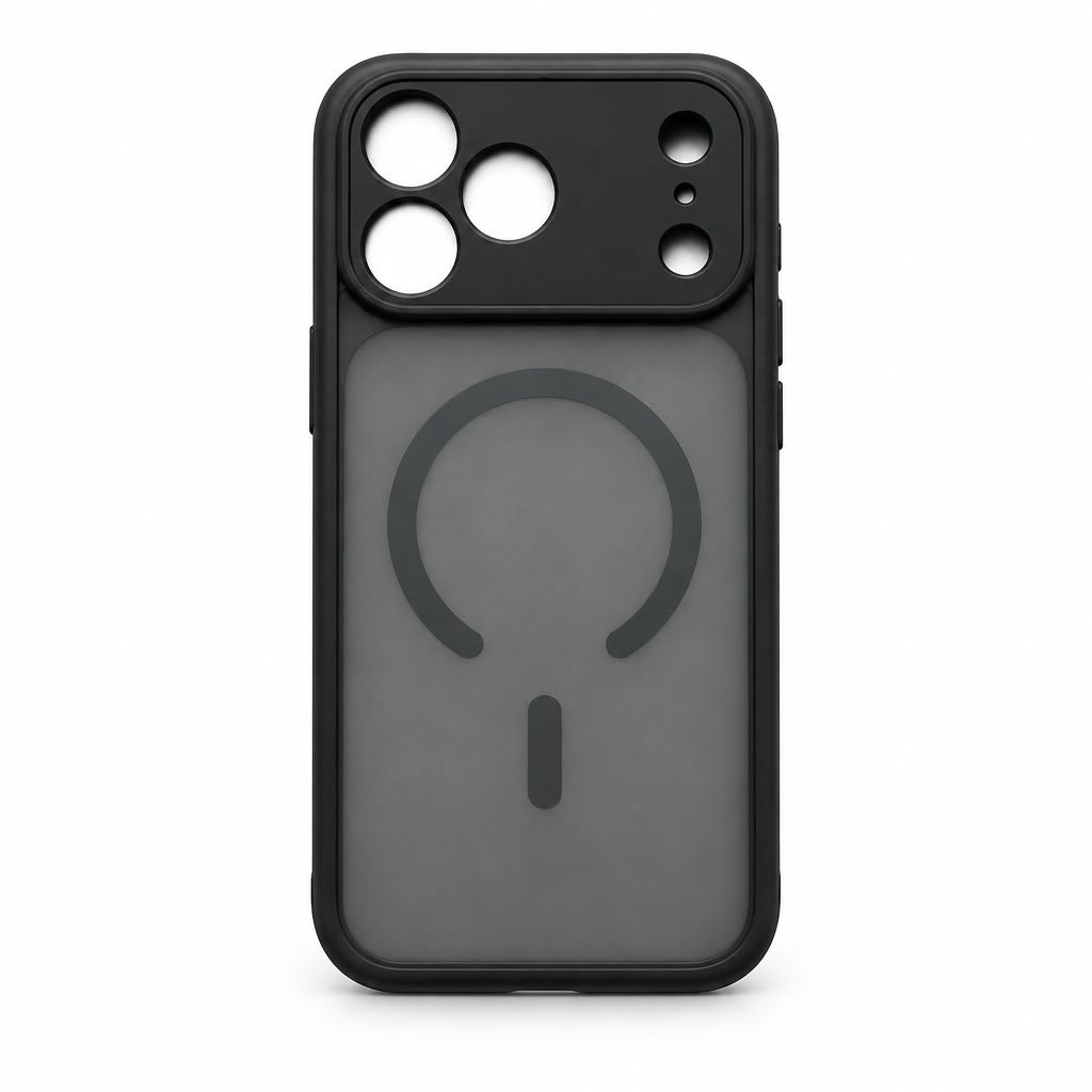 Forro traslúcido antihuella con protección de cámara para iPhone 17 Pro Max · Serie Pro · Modelo 14, iPhone 17 Pro Max / 18 Pro Max · Negro