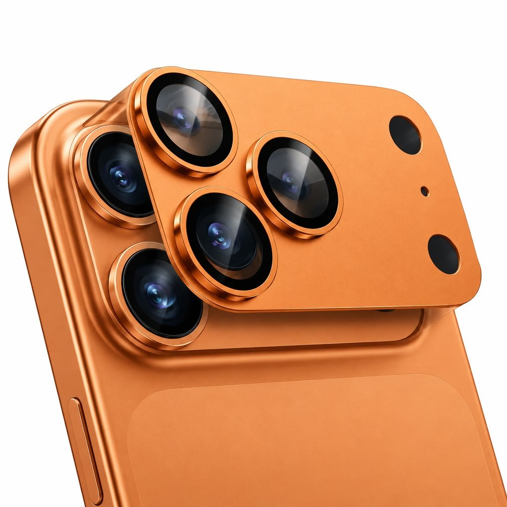 Protector de cámara de aluminio y vidrio 9H para iPhone 17 Pro · Modelo 1, iPhone 17 Pro · Naranja