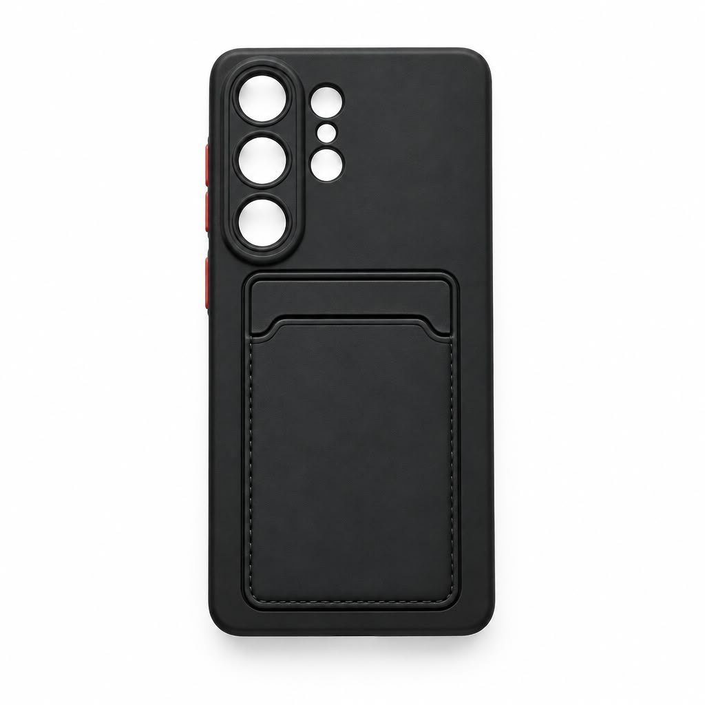 Forro de silicona con tarjetero para Samsung S26 Ultra · Serie Essential · Modelo 7, Samsung S26 Ultra · Negro